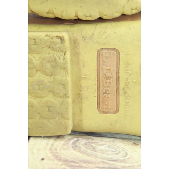 LL Bean Women's Yellow Leather Lace Up Unlined Ankle Duck Boots Size 10 M - Picture 8 of 9